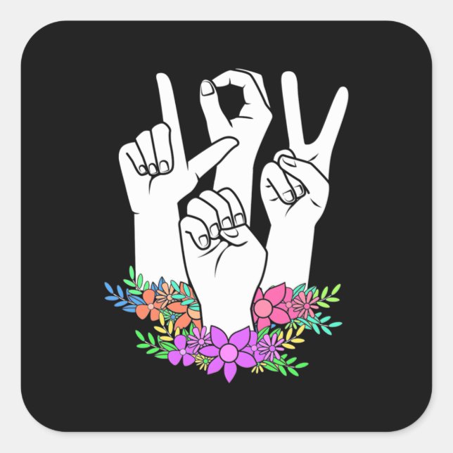 Sticker Carré Signe main ASL de l'enseignant (Devant)