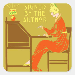 Sticker Carré Signé par l'auteur Livre Signing Lady in Orange
