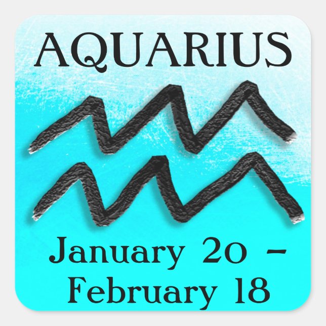 Sticker Carré SIGNE Zodiaque Aquarius Horoscope Astrologie (Devant)