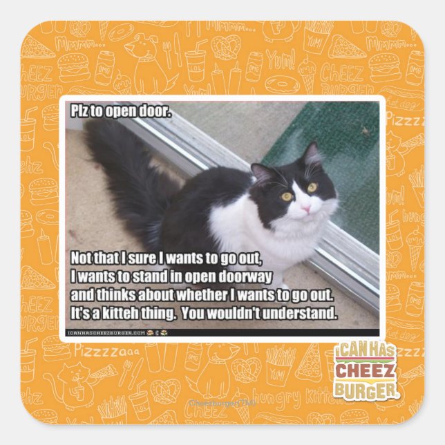 Sticker Carré S'il vous plaît ouvrir la porte (Devant)