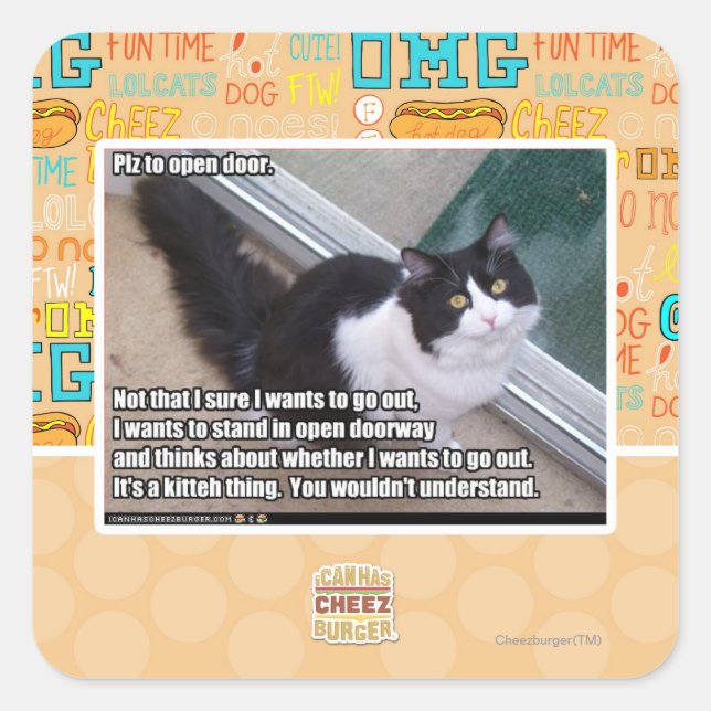 Sticker Carré S'il vous plaît ouvrir la porte (Devant)