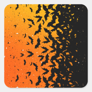 Sticker Carré Silhouette Bats Vampire Dracula Halloween Motif