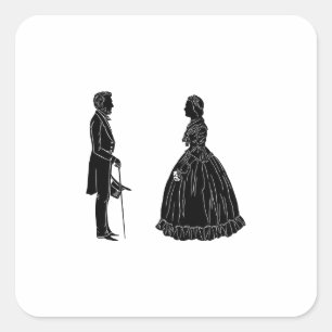 Sticker Carré silhouette d'abraham lincoln mary todd lincoln