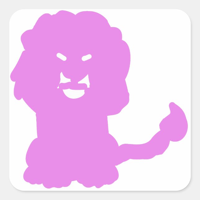 Sticker Carré Silhouette d'animal Lion Rose (Devant)