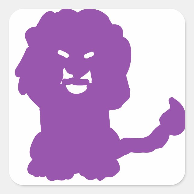 Sticker Carré Silhouette d'animal Lion Violet (Devant)
