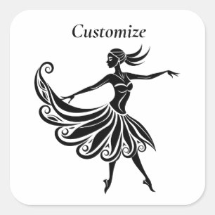 Sticker Carré Silhouette Danseuse Africaine Art Thunder_Thunder_