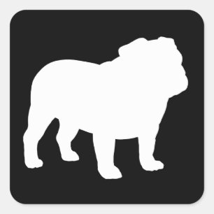 Sticker Carré Silhouette de Bulldog anglais blanc