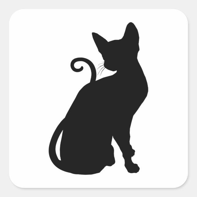 Sticker Carré Silhouette de chat (Devant)