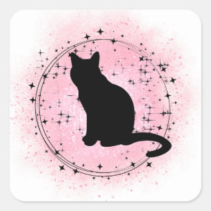 Sticker Carré Silhouette de chat noir