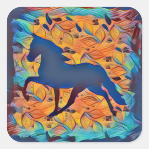 Sticker Carré Silhouette de cheval