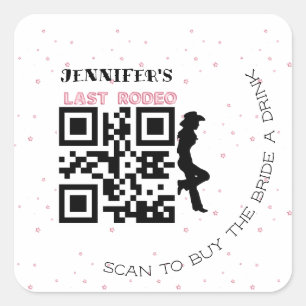 Sticker Carré Silhouette de cowgirl dernier rodéo police de cara