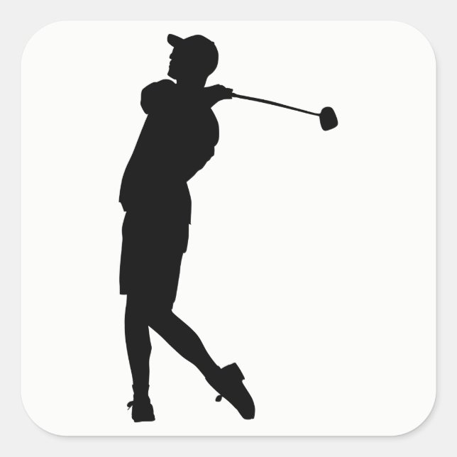 Sticker Carré Silhouette de Golfer (Devant)