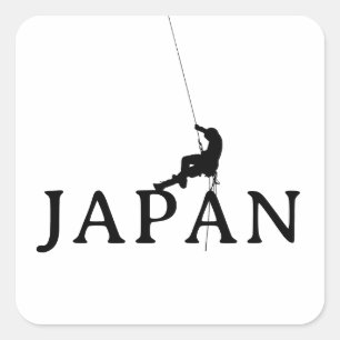 Sticker Carré Silhouette de grimpeur japonais minimaliste de cor