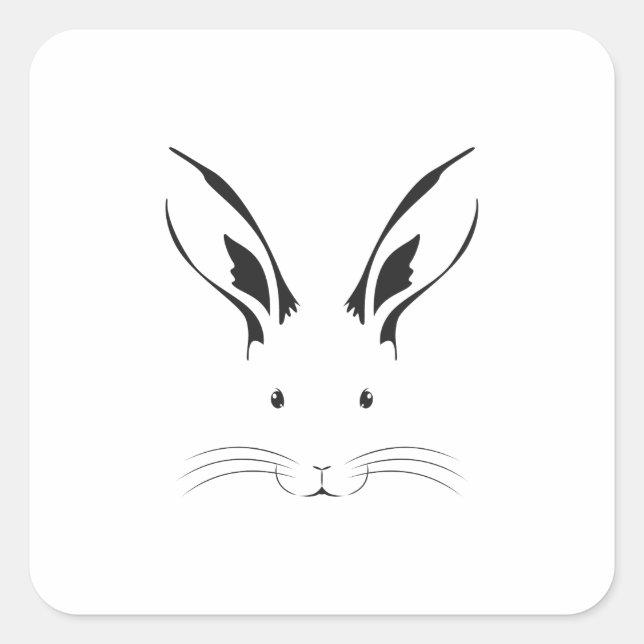 Sticker Carré Silhouette de la face du lapin (Devant)
