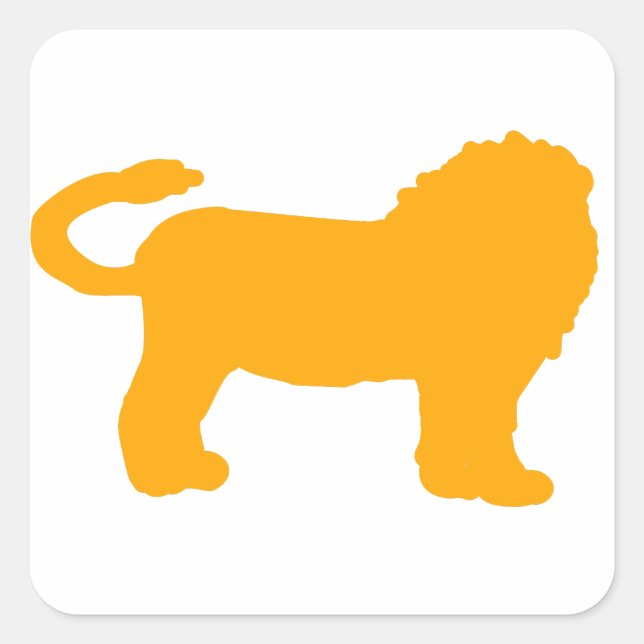 Sticker Carré Silhouette de Lion Jaune (Devant)