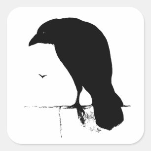 Sticker Carré Silhouette de Raven - Goth vintage Ravens et