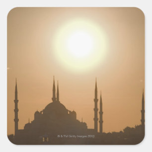 Sticker Carré Silhouette de Suleymaniye Turquie, Istanbul