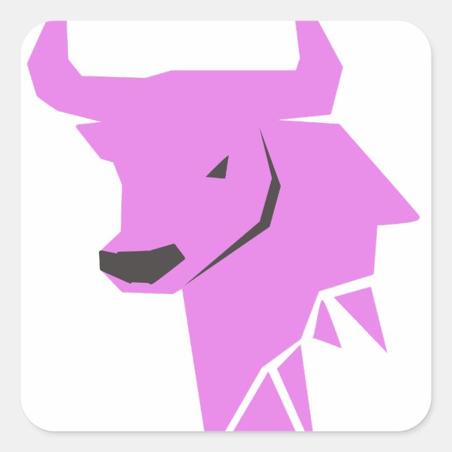 Sticker Carré Silhouette de taureau rose (Devant)