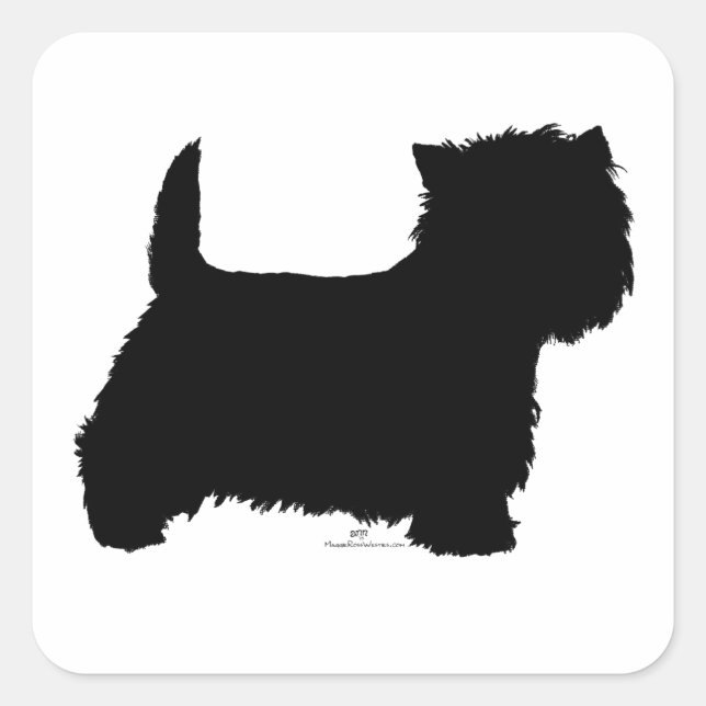 Sticker Carré Silhouette de Westie debout (Devant)