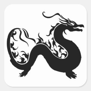 Sticker Carré Silhouette dragon asiatique