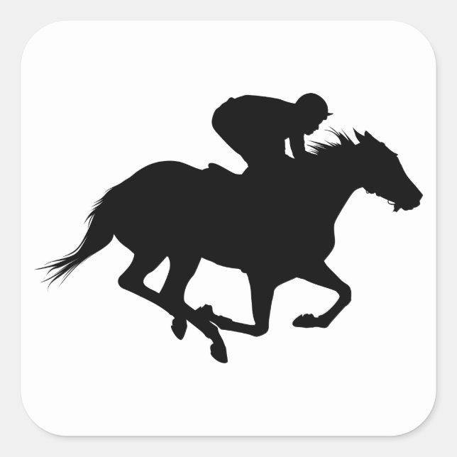 Sticker Carré Silhouette du cheval de course (Devant)