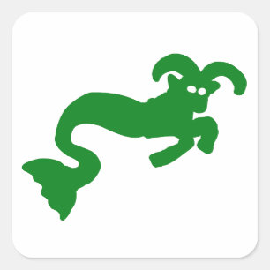 Sticker Carré Silhouette du zodiaque du Capricorne marin vert