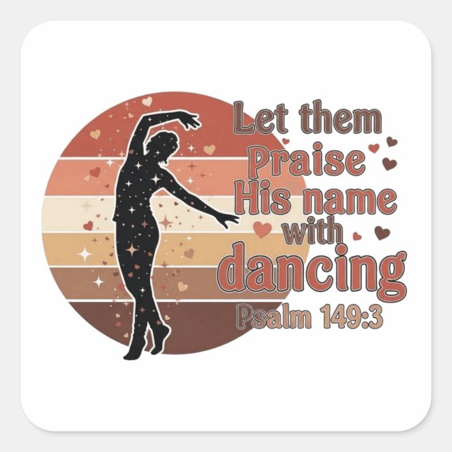 Sticker Carré Silhouette d'une danseuse - Design basé sur le psa (Devant)