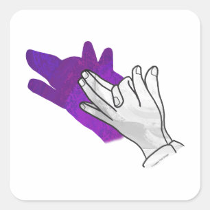 Sticker Carré Silhouette main Wolf pourpre