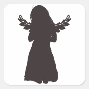 Sticker Carré Silhouette mignonne d'ange (choisissez une couleur