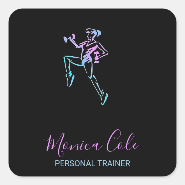 Sticker Carré Silhouette noire de l'entraîneur (Devant)