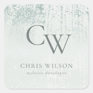 Sticker Carré Silver Aqua Turquoise brossé Monogramme métallique