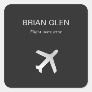 Sticker Carré Silver avion de vol silhouette gris