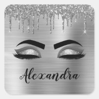 Silver Glitter Sparkle Eyelashes Monogram