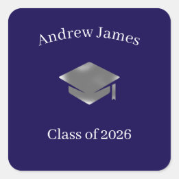 Sticker Carré  Silver Graduation Cap -Class of 2026
