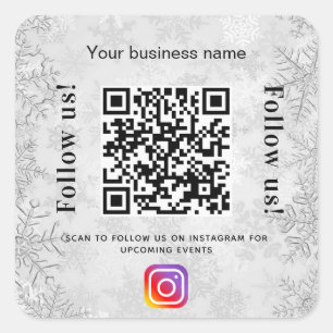 Sticker Carré Silver hiver nom d'entreprise qr code instagram
