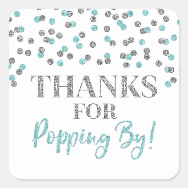Sticker Carré Silver Light Blue Confetti Merci pour Popup By (Devant)