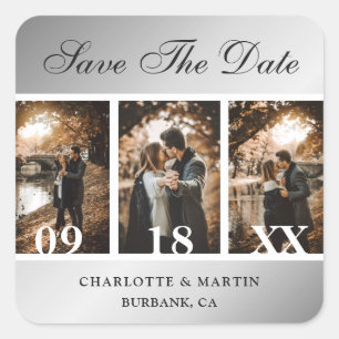 Sticker Carré Silver Wedding Save The Date