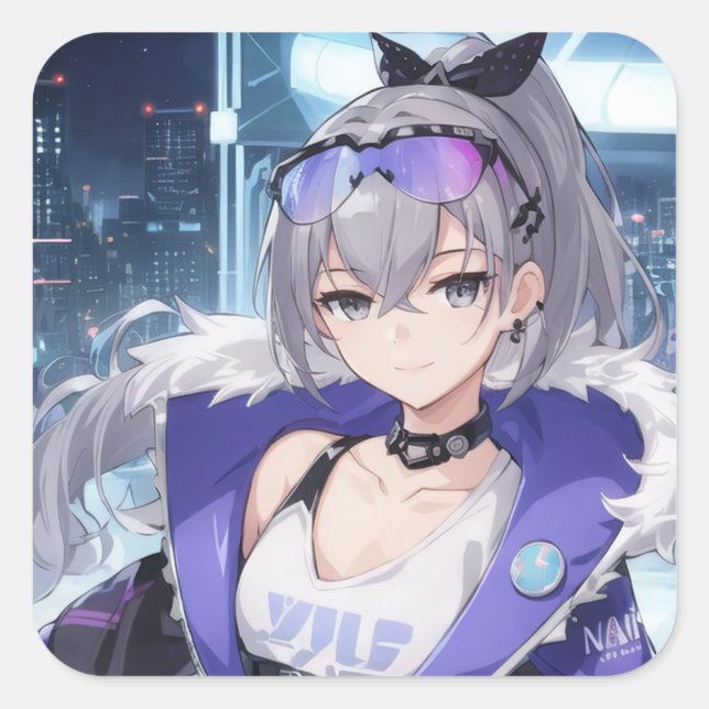 Sticker Carré Silver Wolf fan art 1 (Devant)