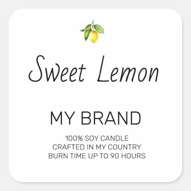 Sticker Carré Simple Black and White Candle Product Label (Devant)