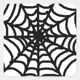 Sticker Carré Simple Black white Spider Web