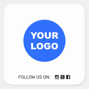 Sticker Carré Simple Blanc Ajouter Votre Logo Social Media Icon