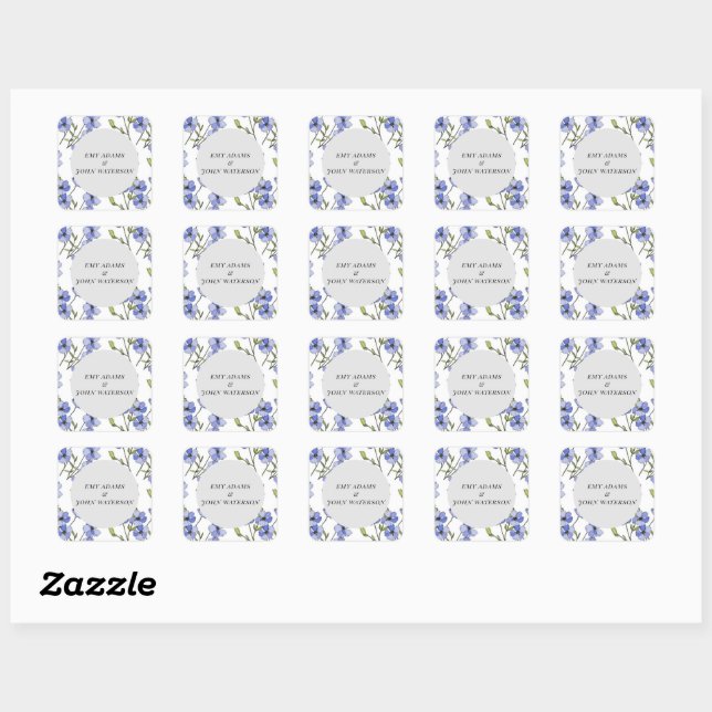 Sticker Carré simple bleu et violet florid  (Feuille)