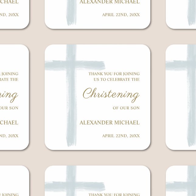 Sticker Carré Simple Blue Cross Christening Baptism Thank You (Créateur téléchargé)