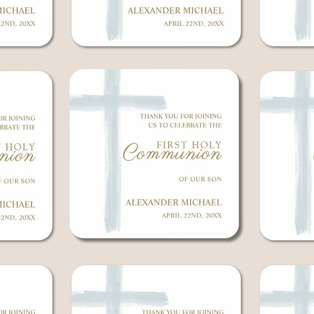 Sticker Carré Simple Blue Cross First Holy Communion Thank You (Créateur téléchargé)