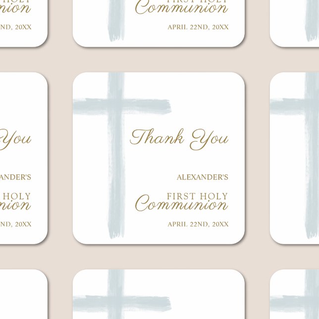 Sticker Carré Simple Blue Cross Thank You First Holy Communion (Créateur téléchargé)