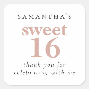 Sticker Carré Simple Blush rose doux Merci 16 Partie