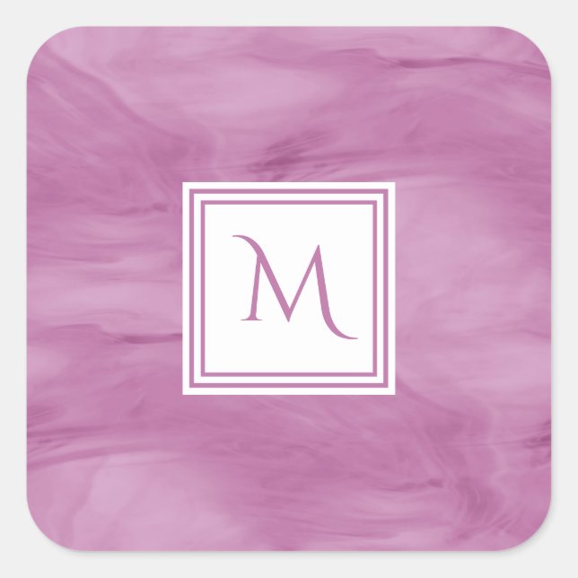 Sticker Carré Simple clair violet subtil marbre moderne Monogram (Devant)
