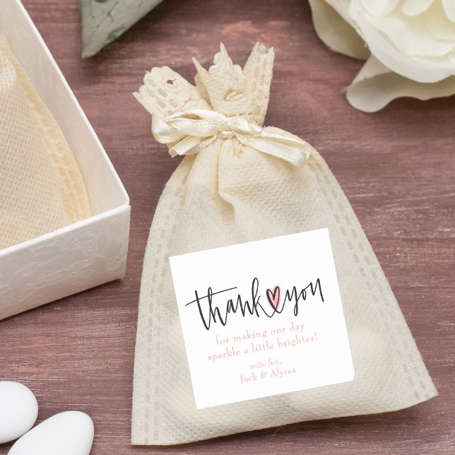 Sticker Carré Simple Classique Moderne Typographie de Remercieme (Créateur téléchargé)