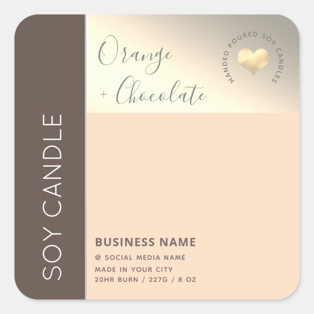 Sticker Carré Simple élégant bloc de couleur typographie soy cha (Devant)