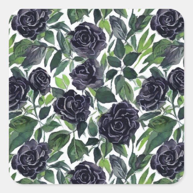 Sticker Carré Simple elegant dark roses print (Devant)